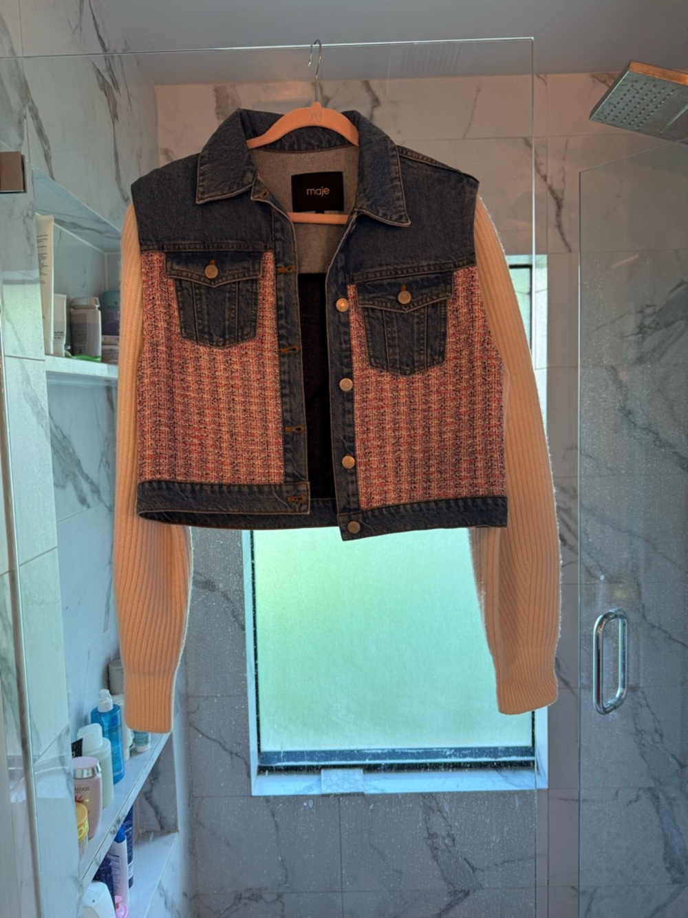 Maje denim and tweed jacket